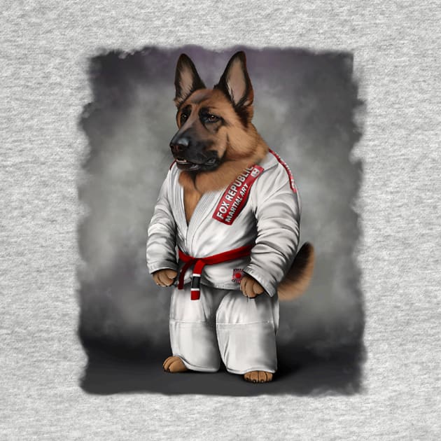 German Shepherd Dog Judo Karate Master in White Judo by FogHaland86